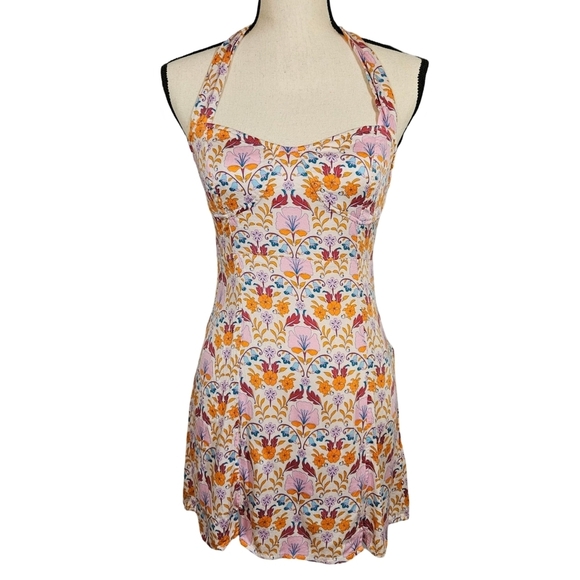 Free People Sasha Mini Dress Multicolor Floral Print, Size Small - Picture 1 of 12